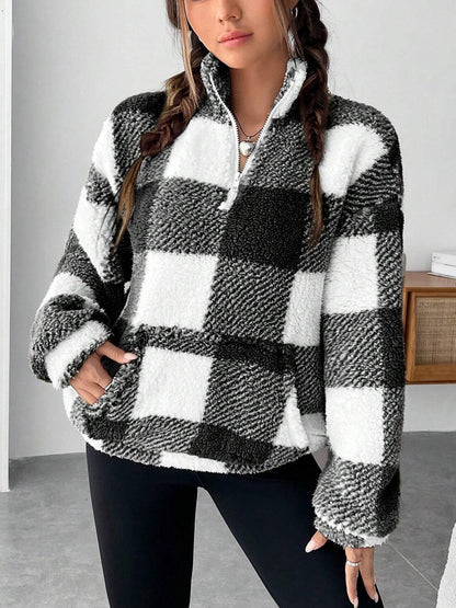 Short Plaid Collar Plush Sweater