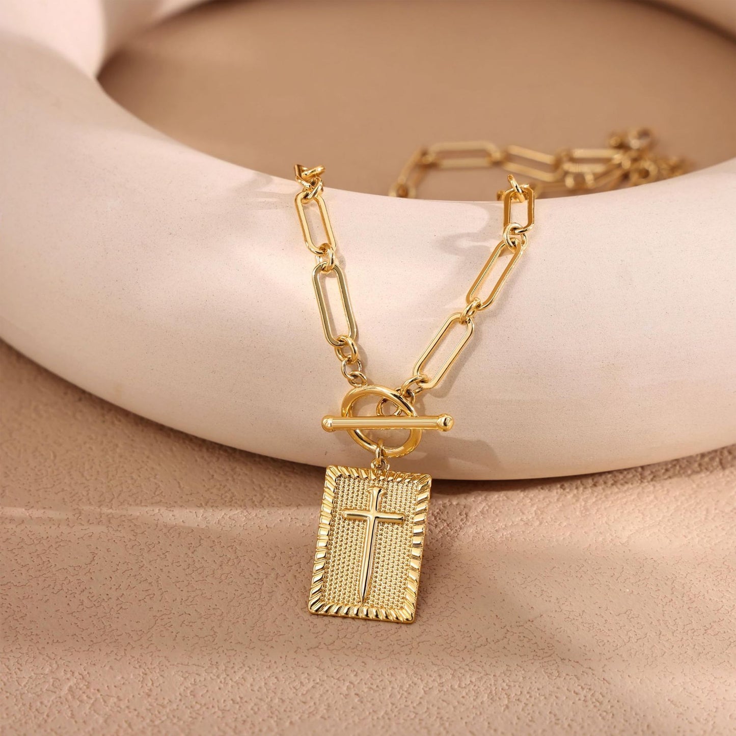 Stainless Steel Cross Square Pendant Necklace