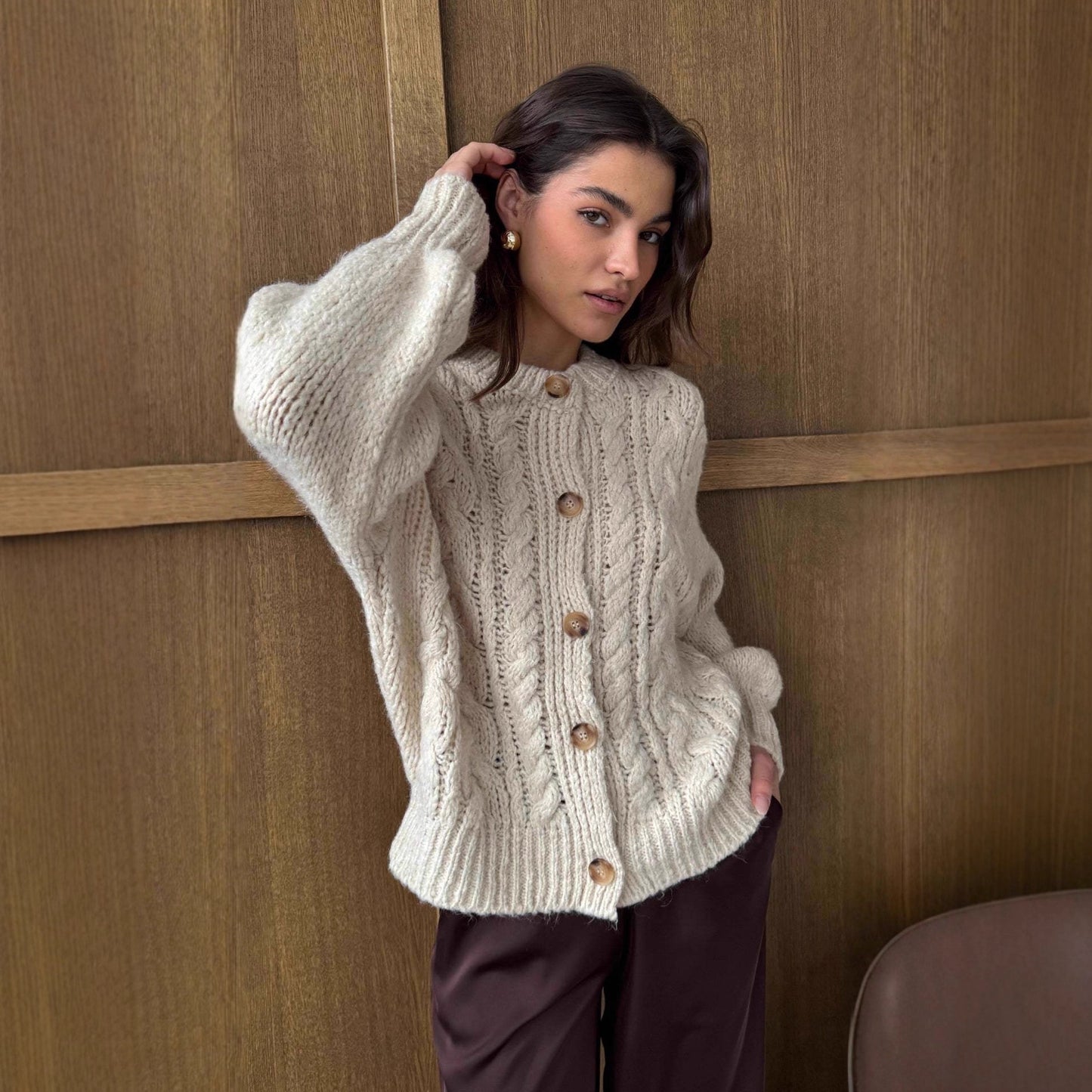 Round Neck Retro Long Sleeve Sweater