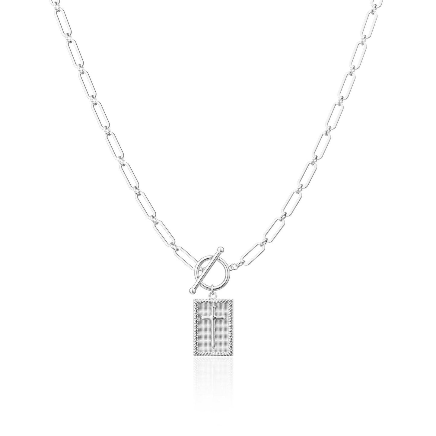 Stainless Steel Cross Square Pendant Necklace