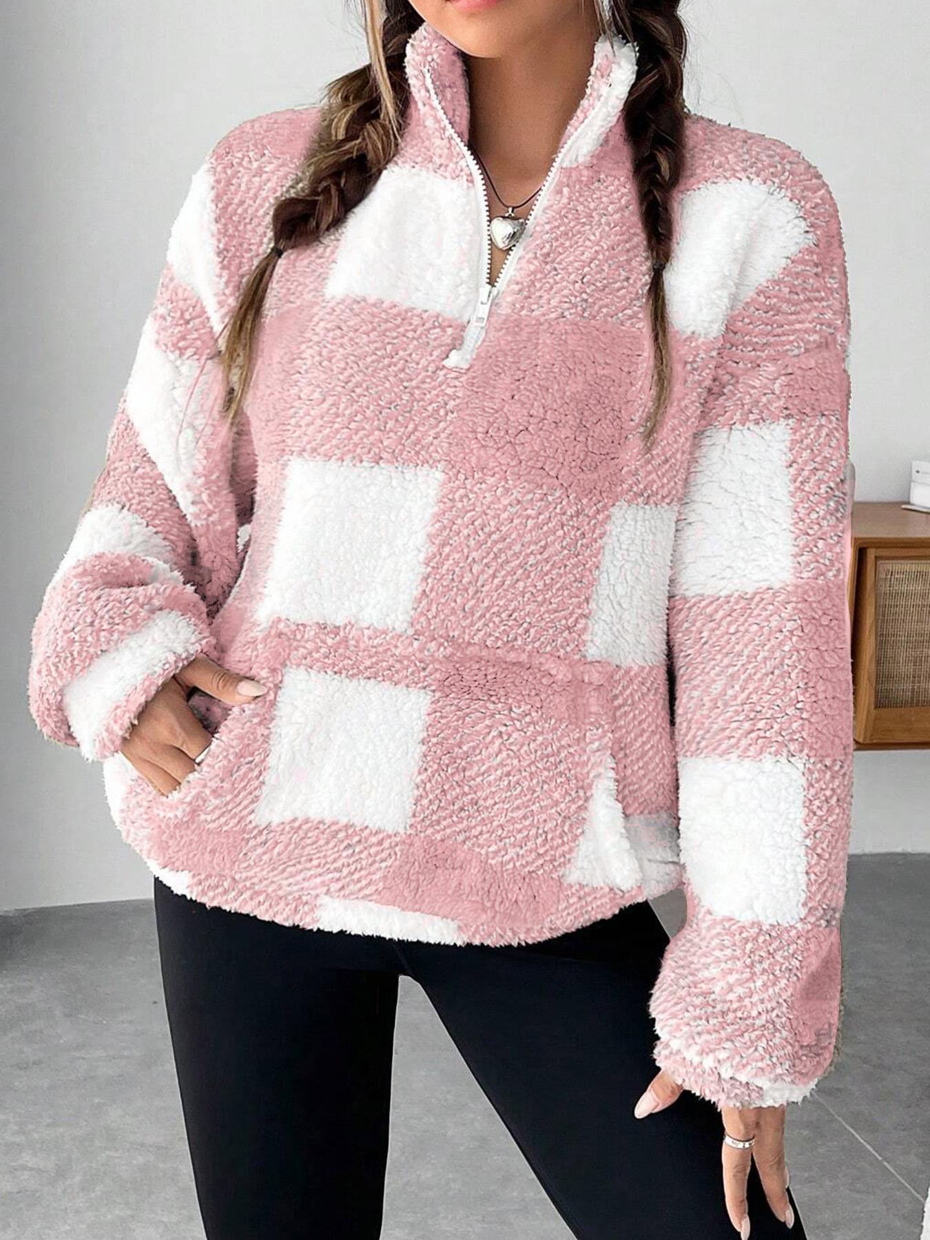 Short Plaid Collar Plush Sweater